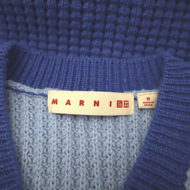 UNIQLO x MARNI Collaboration Popcorn Knit V-Neck Sweater Blue M Women's