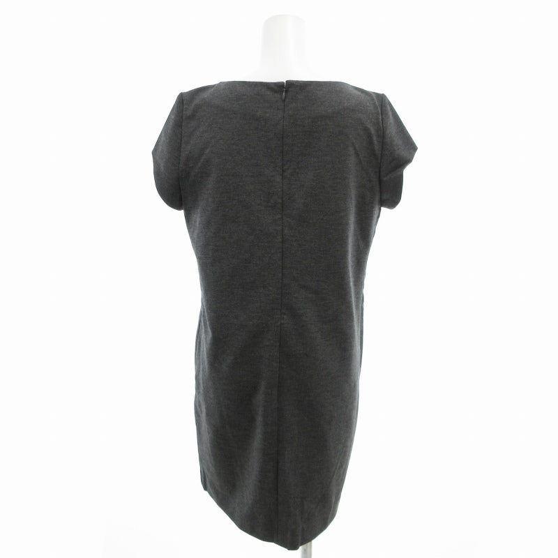 Unused UNIQLO Tagged Ponte Dress with Stretch, Knee-Length, Short Sleeve, Size L, Dark Gray 291-134624 /FF 0917 Women's