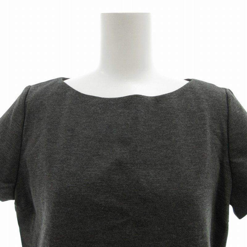 Unused UNIQLO Tagged Ponte Dress with Stretch, Knee-Length, Short Sleeve, Size L, Dark Gray 291-134624 /FF 0917 Women's