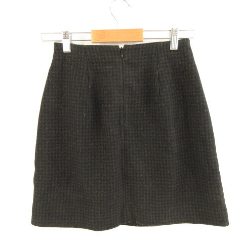 UNIQLO Wool Blend Wrap Mini Skirt Check Black Green Brown 58 *A569 Women's