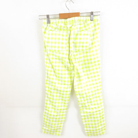 UNIQLO Cropped Leggings Pants Stretch Check Yellow-Green White S *A117 Women's