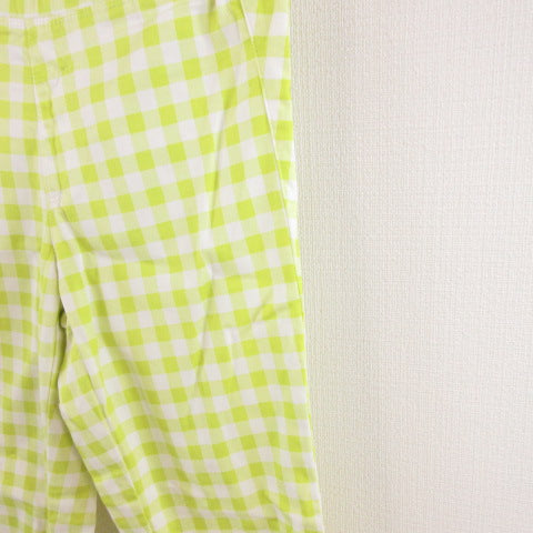 UNIQLO Cropped Leggings Pants Stretch Check Yellow-Green White S *A117 Women's