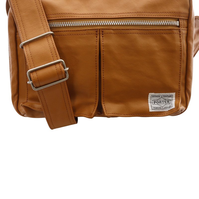 PORTER by Yoshida Kaban FREE STYLE Small Brown Shoulder Bag with Logo for Men