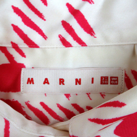 UNIQLO x MARNI Shirt Blouse Long Sleeve Check Pattern M Oversize Ivory Pink /SM28 Women's
