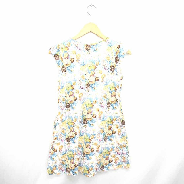 UNIQLO Kids Dress Knee-Length Floral Pattern Pullover French Sleeve Short Sleeve Size 150 White Blue /TT37 Kids
