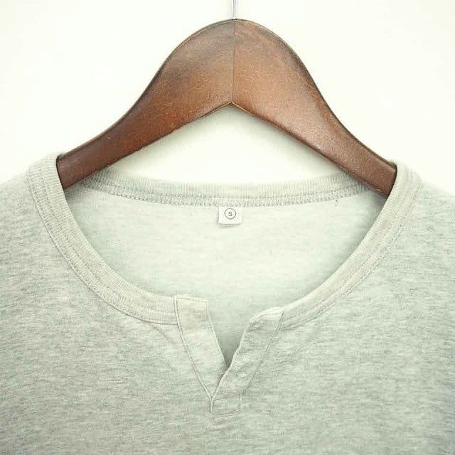 UNIQLO T-Shirt Knitwear Key Neck Plain Simple Cotton Short Sleeve S Gray Ash /TT16 Men's