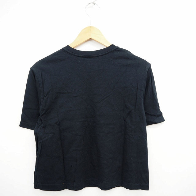UNIQLO T-Shirt, Cut and Sew, English Letter Print, Round Neck, Short Sleeve, Cotton, Size S, Black Grey, Black Grey, /MT22, Women's