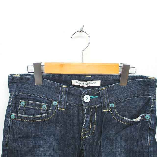 UNIQLO BOYFRIEND Denim Jeans Shorts Washed Zip Fly Size 24 Navy Indigo /TT26 Women's