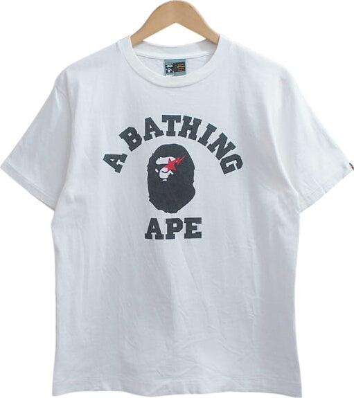 A BATHING APE 'FOOT SOLDIER TEE' T-shirt, Foot Soldier College Logo White BAPE