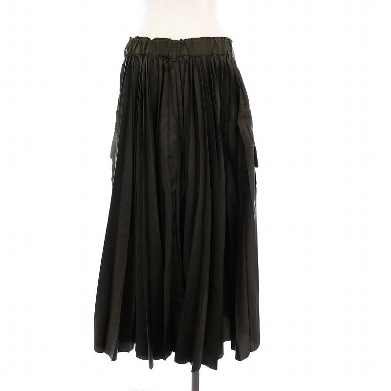 sacai Nylon Twill Skirt - Nylon Twill Long Pleated Skirt with Paneling Size 2 Khaki 22-06065 /KH Women's