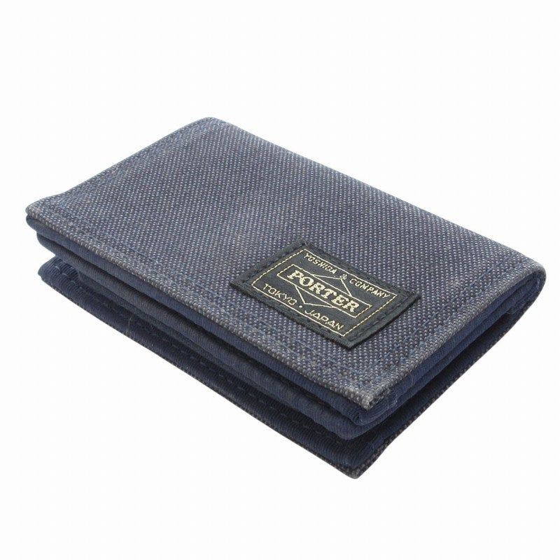 PORTER SMOKY Card Case Business Card Holder Logo Patch Navy /HO□ 0401 Men's