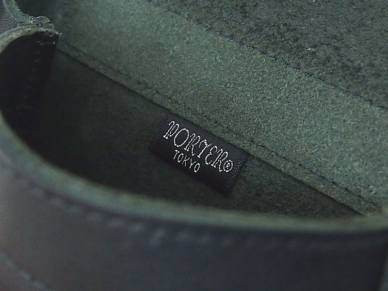 Rock Steady × PORTER All-Leather Shoulder Bag, Black Genuine Leather by Porter
