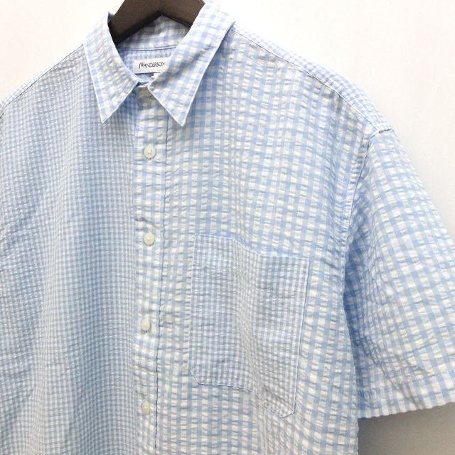 UNIQLO × JW Anderson Seersucker Shirt Check Pattern Short Sleeve /Z Men's