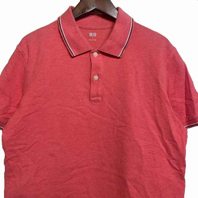 UNIQLO Polo Shirt Knit Short-Sleeve Dry Piqué L Red / Vermilion /AG Men's