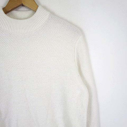 UNIQLO Knit Mid-Gauge Mock Neck Sweater, Wool, Long Sleeve, XL, Off-White, Ivory, Large Size, Women's