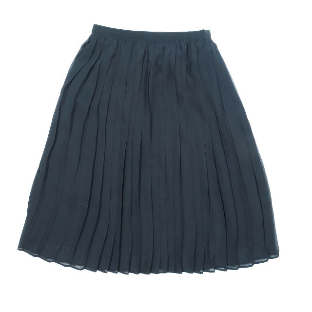 UNIQLO Chiffon Pleated Skirt Knee-Length Midi Flare Black M Women's