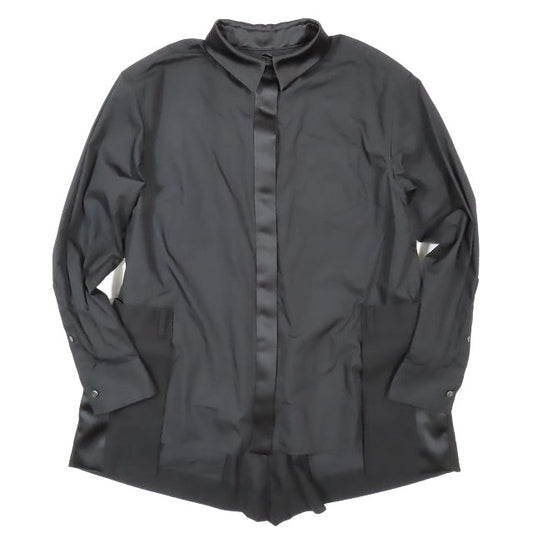 20aw Sacai Docking Shirt Blouse Reconstructed Satin Mixed Fly Front Design Size 2 Black Women's YBA11