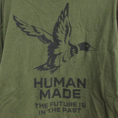 HUMAN MADE GRAPHIC Long Sleeve T-Shirt Cut-and-Sew Printed Heart Logo Khaki Green XL Size 0928 Men's