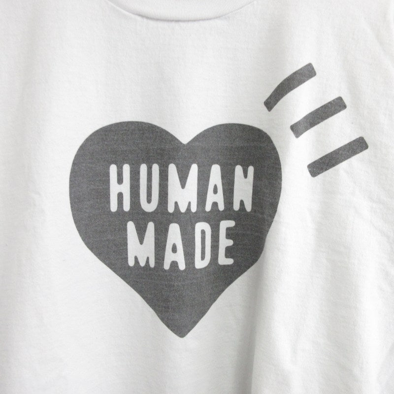 HUMAN MADE 2022 Daily Long Sleeve T-Shirt with Heart Logo Print Tee Long-Sleeve Cut and Sew White Large Size XXL Men's