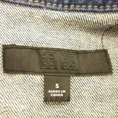 UNIQLO Denim Jacket Jean Long Sleeve Stretch Navy S *T891 Ladies