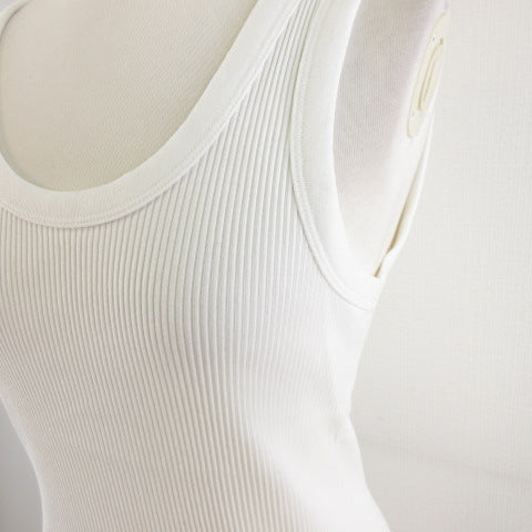 UNIQLO Ribbed Tank Top Stretch Off-White White M *A897 Women's