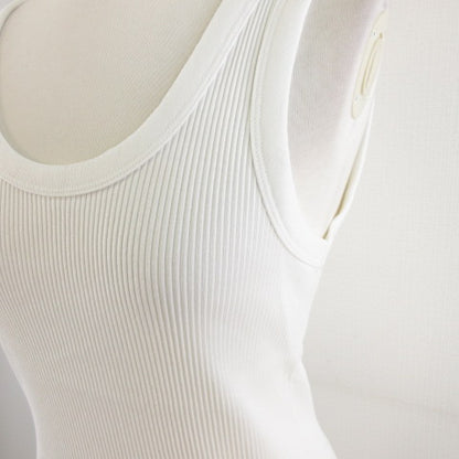 UNIQLO Ribbed Tank Top Stretch Off-White White M *A897 Women's