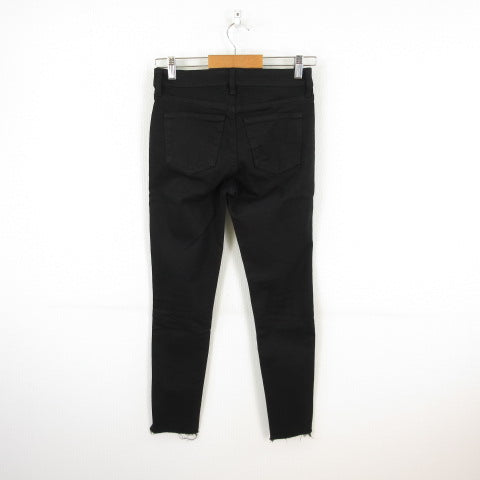 UNIQLO JEANS Denim Pants Jeans Long Skinny Damaged Cut-Off Black Size 25 *T434 Women's