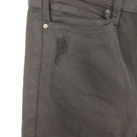 UNIQLO JEANS Denim Pants Jeans Long Skinny Damaged Cut-Off Black Size 25 *T434 Women's