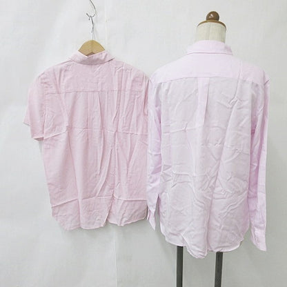 Unused UNIQLO Shirt Blouse Set of 2 Long Sleeve Short Sleeve Plain Rayon Blend Pink M Ladies