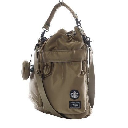 Unused item PORTER Yoshida Kaban STARBUCKS Coffee Bean Shape 2WAY Tool Bag Handbag One Handle Shoulder Bag Diagonally Hung Nylon Latte Beige / YO18 Ladies