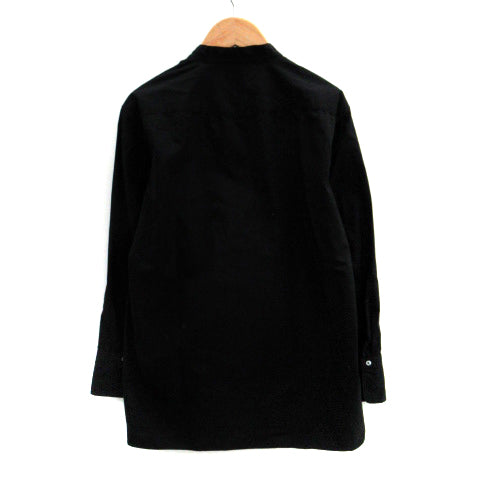 UNIQLO Casual Shirt Long Sleeve Band Collar Plain M Black /SM21 Men's