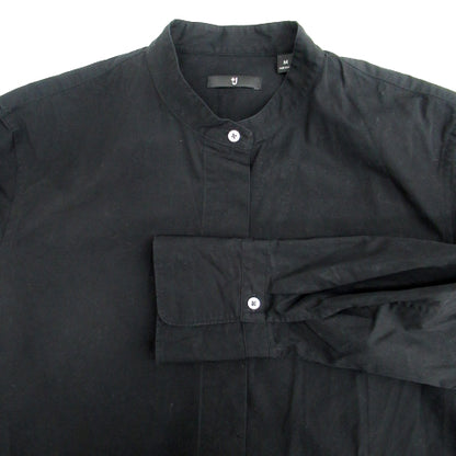 UNIQLO Casual Shirt Long Sleeve Band Collar Plain M Black /SM21 Men's