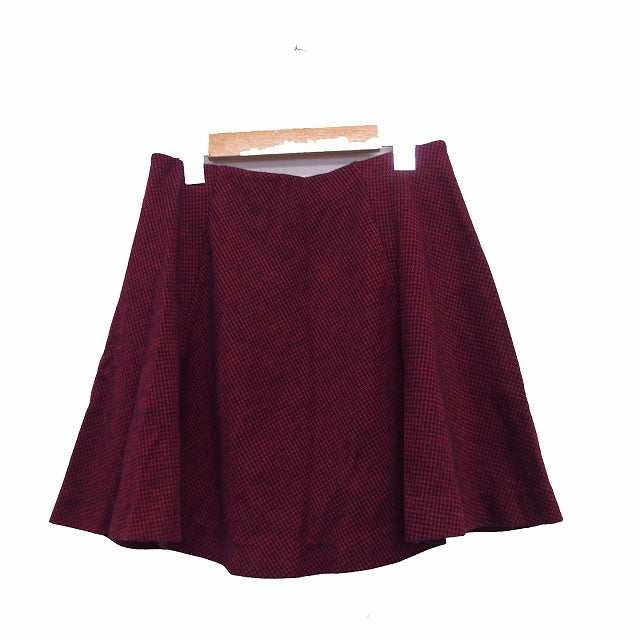 UNIQLO Flared Mini Skirt Houndstooth Check Size M Red /KT15 Women's
