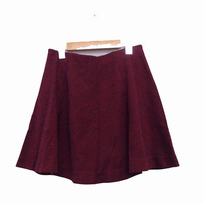 UNIQLO Flared Mini Skirt Houndstooth Check Size M Red /KT15 Women's