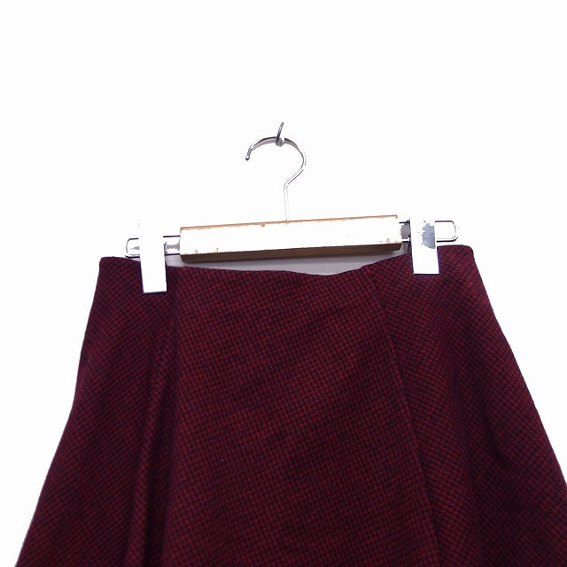 UNIQLO Flared Mini Skirt Houndstooth Check Size M Red /KT15 Women's
