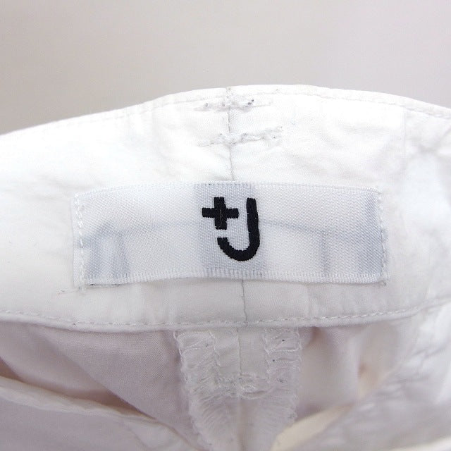 UNIQLO +J Flare Pants Bootcut Plain Simple Tuck Cotton Waist 64cm White Women's /HT28
