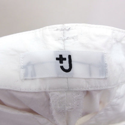UNIQLO +J Flare Pants Bootcut Plain Simple Tuck Cotton Waist 64cm White Women's /HT28