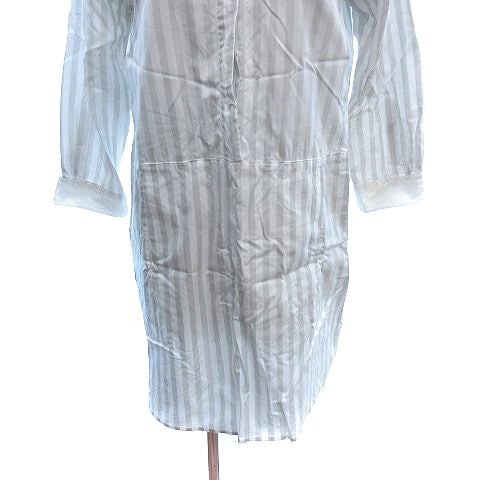UNIQLO Designer's Invitation Project Striped Shirt Dress Knee-Length Button-Down Three-Quarter Sleeve Size L White/Grey /AU ●RY Women's