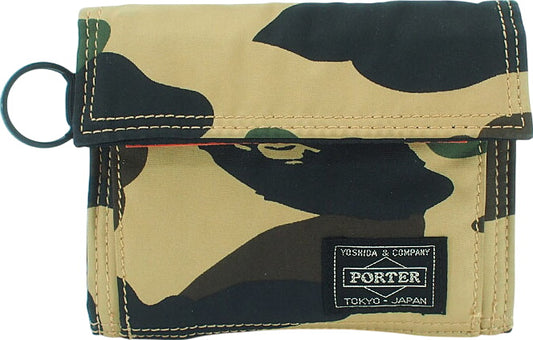 A BATHING APE × PORTER '1st CAMO WALLET' Monkey Camouflage Wallet Purse from PORTER Camo BAPE A Bathing Ape