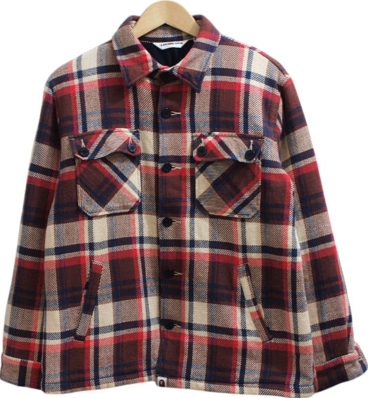 A BATHING APE 'BAPE CHECK CPO' Love Gene Check Jacket BAPE Brown Size M