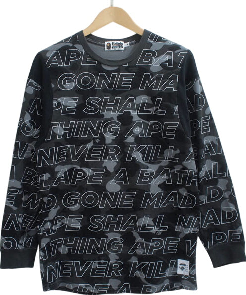 A BATHING APE 'Text Color Camo Long Sleeve T-Shirt' Camouflage Black BAPE M