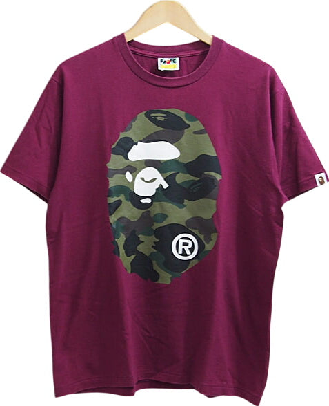 A BATHING APE 'BAPE CAMO BIG APE HEAD TEE' Large Monkey T-shirt Ape Head Camo Monkey Camouflage L Burgundy A Bathing Ape