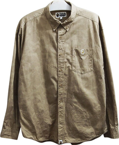 A Bathing Ape 'Tonal Solid Camo Pocket Shirt' Monkey Camouflage Shirt Beige BAPE A Bathing Ape