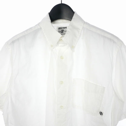 URSUS BAPE Shirt Short Sleeve Button-Down One Point Logo Cotton M White Men's