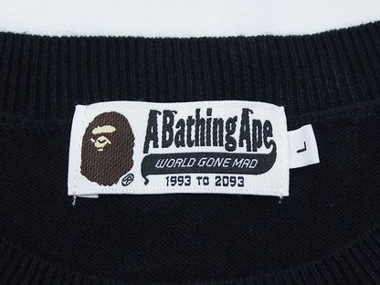 A BATHING APE College Logo Knit Sweater Black Black L BAPE