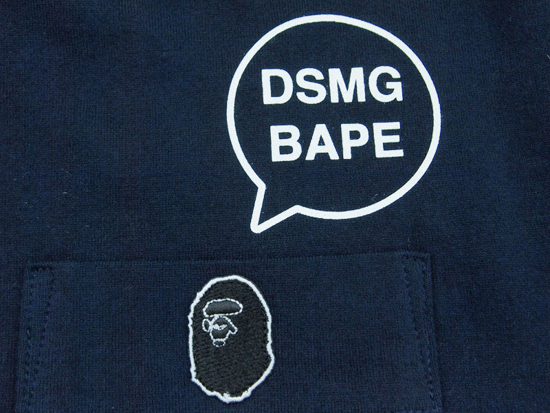 A BATHING APE x DOVER STREET MARKET GINZA Long Sleeve T-Shirt L/S Tee Size M DSMG Dover Navy BAPE