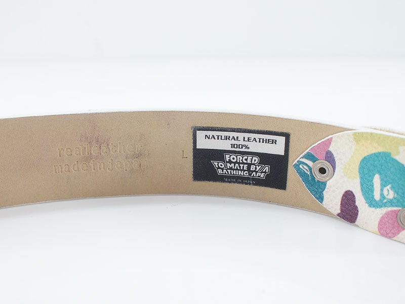 A BATHING APE Leather Belt Multi Camo MULTICAMO L BAPE
