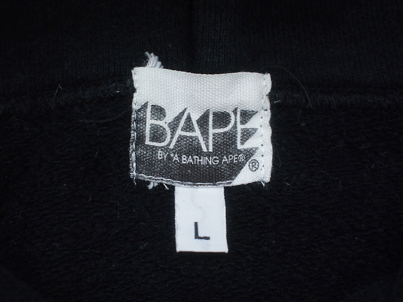 A BATHING APE 'SHARK' Hoodie Pullover Black Large BAPE