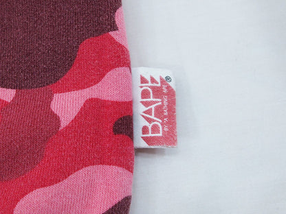 A BATHING APE Reversible Sweat Crewneck BAPE CAMO Camouflage Monkey College Logo Red