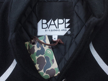 A BATHING APE×KAWS 'Chompers Varsity Jacket' Stadium Jacket Teeth Pattern Varsity Jacket Black KAWS BAPE A BATHING APE